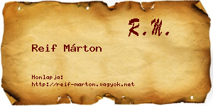 Reif Márton névjegykártya